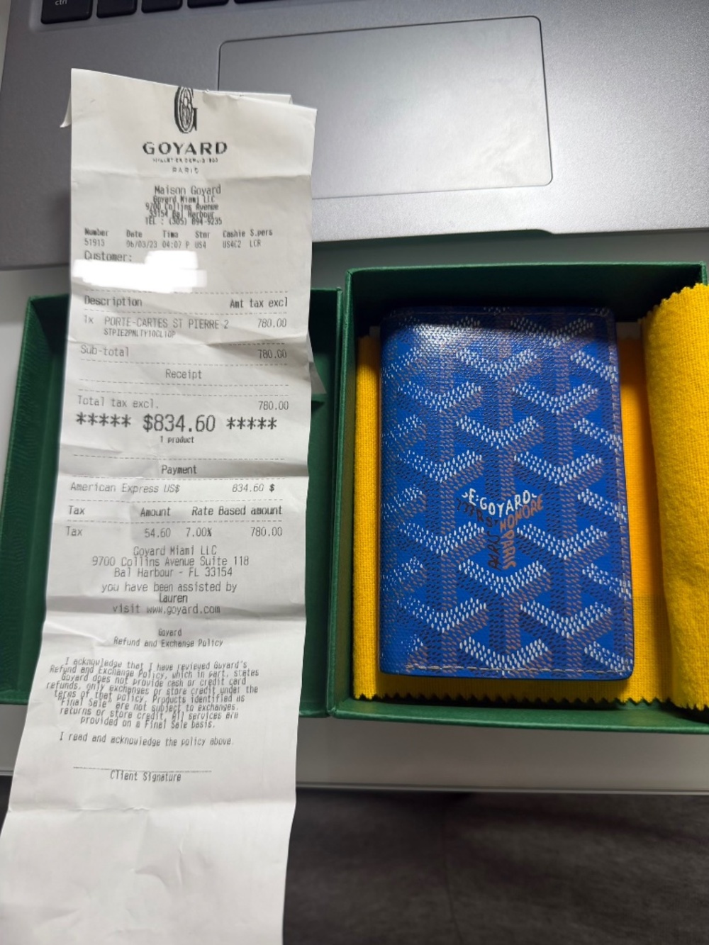(Great Condition) Used Saint Pierre Goyard Blue Wallet Unisex